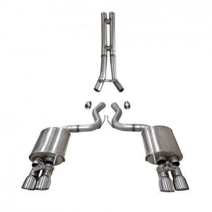 Corsa Performance 3" Dual Mode Sport / Extreme Catback Exhaust System with Double HH Pipe - 4" Polished Tips (2020-2022 5.2L Shelby GT500)