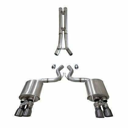 Corsa 3.0" Cat-Back Exhaust: HH-Pipe with 4" Gunmetal Quad Tips - Xtreme/Sport (2018-2023 Mustang GT w/ Valves) - 21002GNM-14502