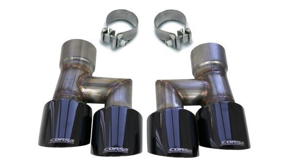 Corsa Performance 21038BLK Quad Exhaust Tip Kit - Black (2018-2023 Ford Mustang GT)