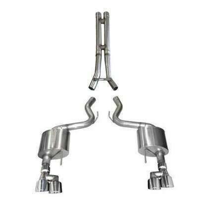 Corsa 3.0" Cat-Back Exhaust: HH-Pipe with 4.0" Polished Quad Tips - Xtreme (2018-2023 Mustang GT No Valves) - 21039-14502