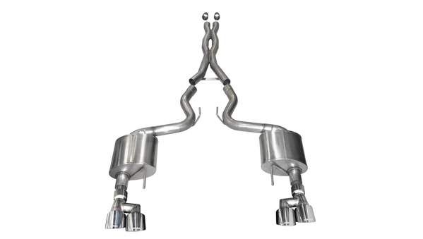 Corsa Performance 21042 3" Sport Cat-Back Exhaust System with 4" Polished Quad Tips (2018-2023 Ford Mustang GT)