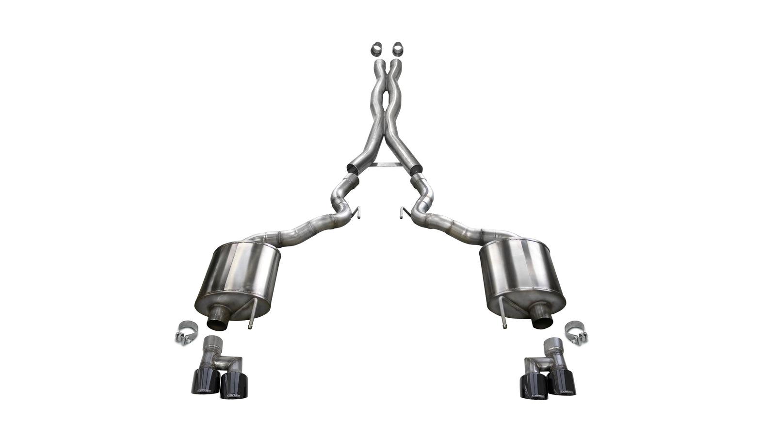 Corsa Performance 21048BLK Xtreme 3" Cat-Back Exhaust system with 4" black tips (2018-2023 Mustang GT Convertible)