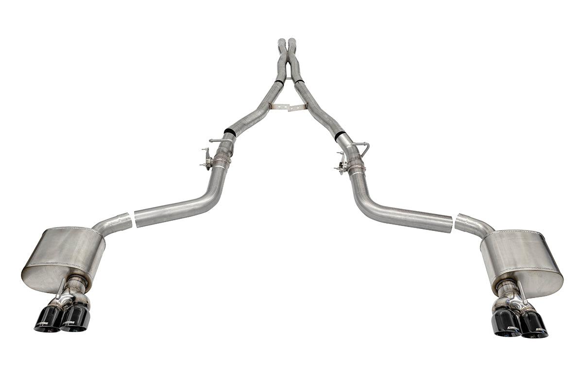Corsa 2.75" Valved Cat-Back Dual Rear Exit with Twin 3.5" Polished Black PVD Pro Series® Tips (2015-2021 Challenger SRT 392, SRT Hellcat, SRT Demon, SRT Hellcat Redeye) - 21070BLK
