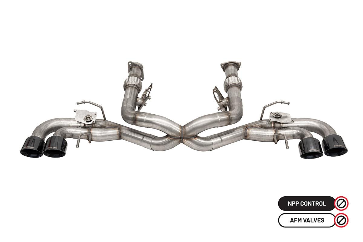 Corsa Performance 3" Cat-Back Exhaust (w/ Factory NPP) Twin 4.5" Black Tips- Valve Delete (2020-2022 Corvette C8) - 21105BLK