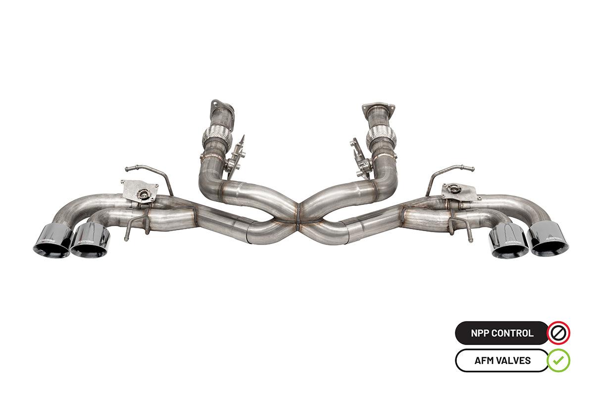 Corsa Performance 3" Cat-Back Exhaust (w/ Factory NPP) Twin 4.5" Polished Tips - Retains AFM Valve Function (2020-2022 Corvette C8) - 21106