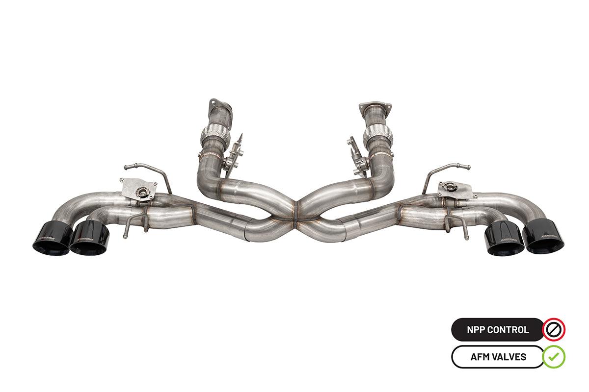 Corsa Performance 3" Cat-Back Exhaust (w/ Factory NPP) Twin 4.5" Black Tips - Retains AFM Valve Function (2020-2022 Corvette C8) - 21106BLK