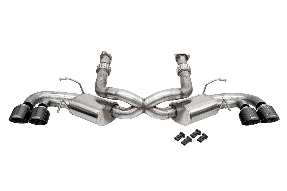 Corsa 3.0 Inch Cat-Back Dual Rear Exit Exhaust System with NPP and AFM Simulators and 4.5 Inch Black PVD Pro-Series Tips 20-25 Chevrolet Corvette C8 - 21108BLK