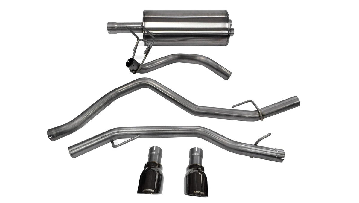 Corsa 3 Inch Cat-Back Exhaust 4 Inch Black Pro-Series Slash Cut Twin Tip 09-23 RAM 1500 140.5 Inch Wheel Base - 21139BLK