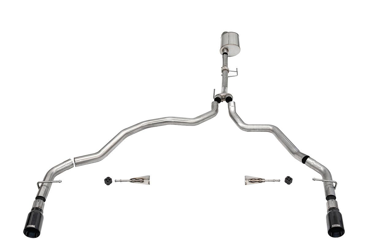 Corsa Performance Sport 3" Dual Rear Exit Cat Back System with Black Tips (2021-2023 F150 3.5L 141" Wheelbase) - 21164BLK