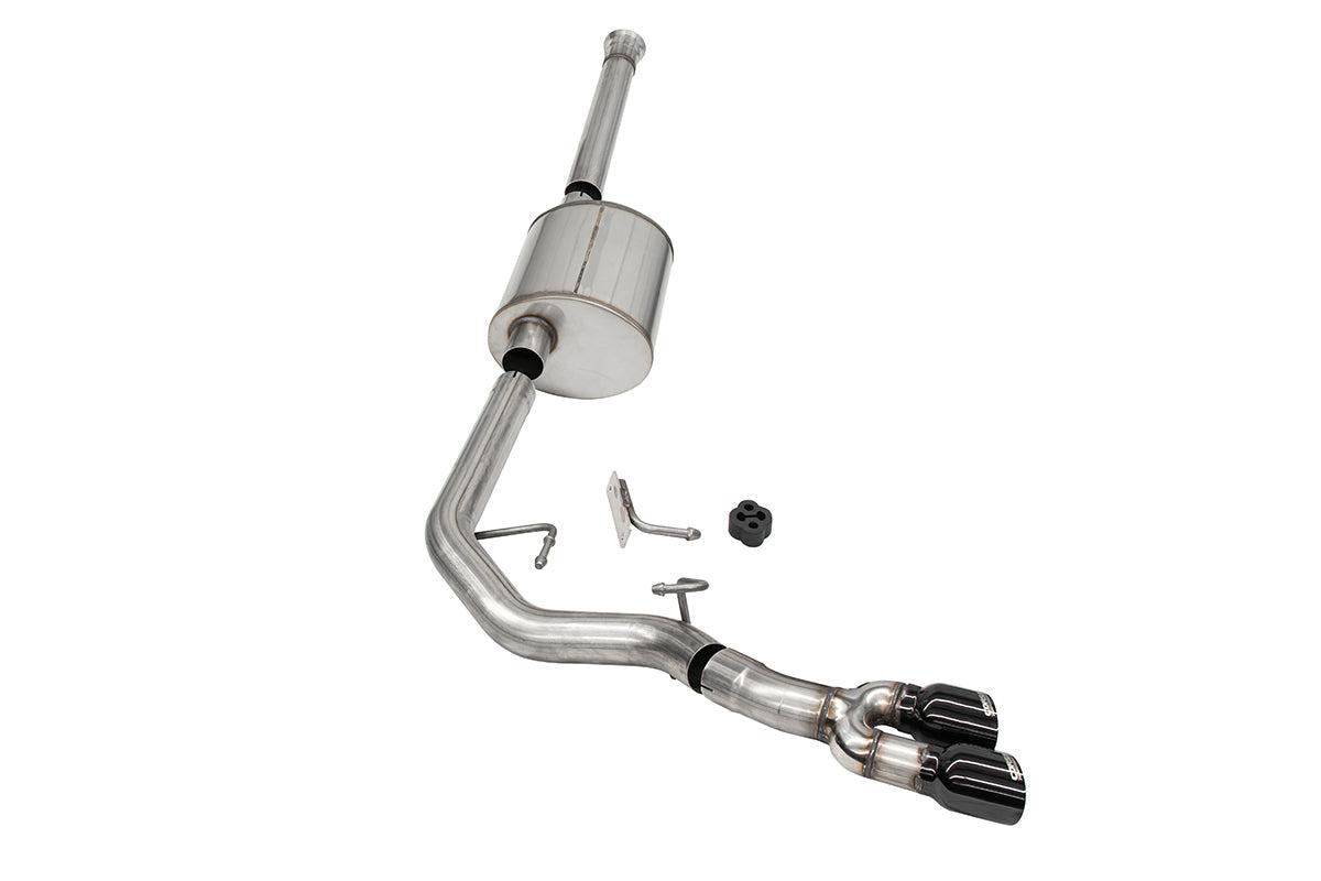 Corsa Performance Sport 3" Pre-Tire Exit Cat Back System with Black Tips (2021-2023 F150 3.5L 157" Wheelbase) - 21168BLK