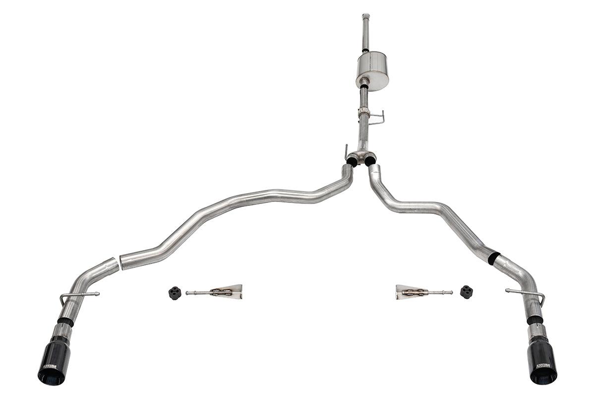 Corsa Performance Sport 3" Dual Rear Exit Cat Back System with Black Tips (2021-2023 F150 3.5L 157" Wheelbase) - 21170BLK