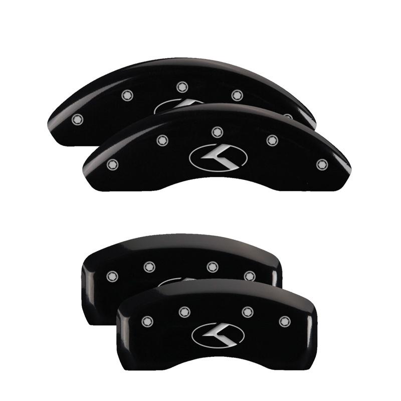 MGP Set Of 4: Black Finish, Silver Kia Logo (Circle K) (2011-2015 Kia Optima) - 21175SCRKBK