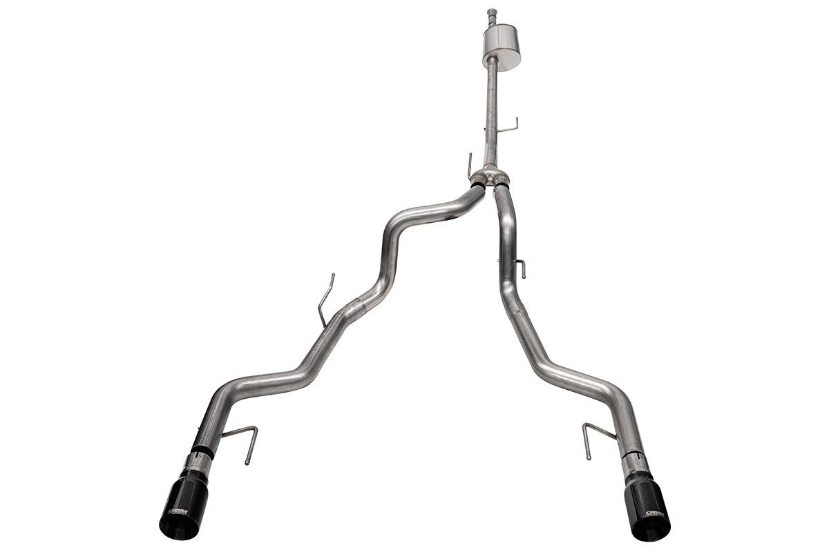 Corsa Performance Sport 3" Cat-Back - Dual 4" Rear Black Tips (2021-2025 F150 5.0L Tremor 145" Wheelbase) - 21184BLK