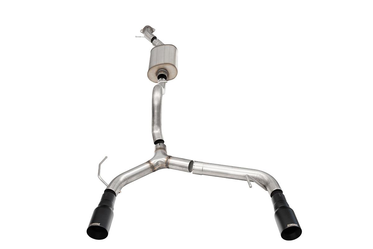Corsa 2.75" Cat-Back Single Side Exit Exhaust System w/ Single 4.0" Straight Cut Tips - Black Powdercoat (2021-2025 Bronco 2.3L 2-Door) - 21204BPC