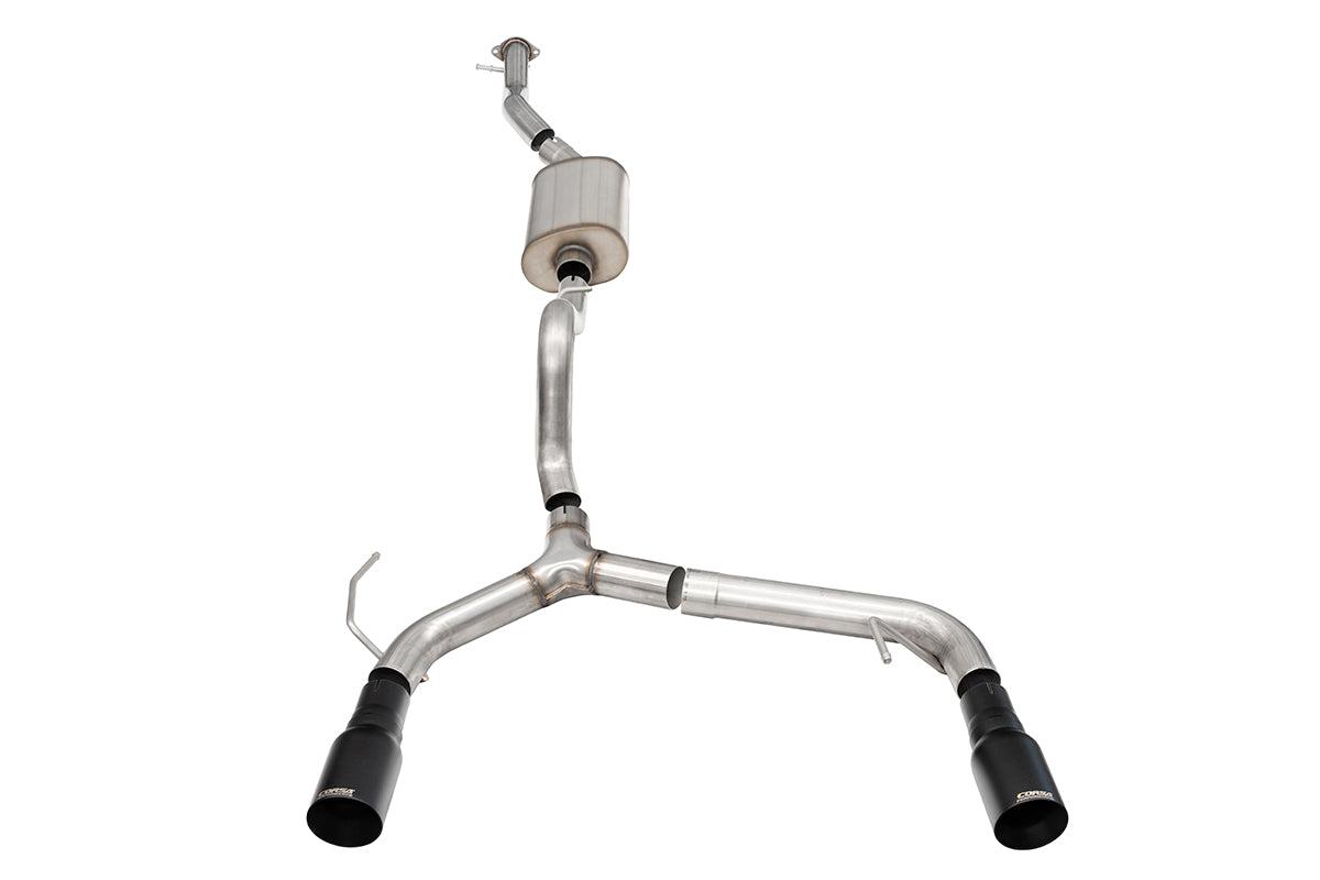 Corsa 2.75" Cat-Back Single Side Exit Exhaust System w/ Single 4.0" Straight Cut Tips - Black Powdercoat (2021-2025 Bronco 2.3L 4-Door) - 21206BPC