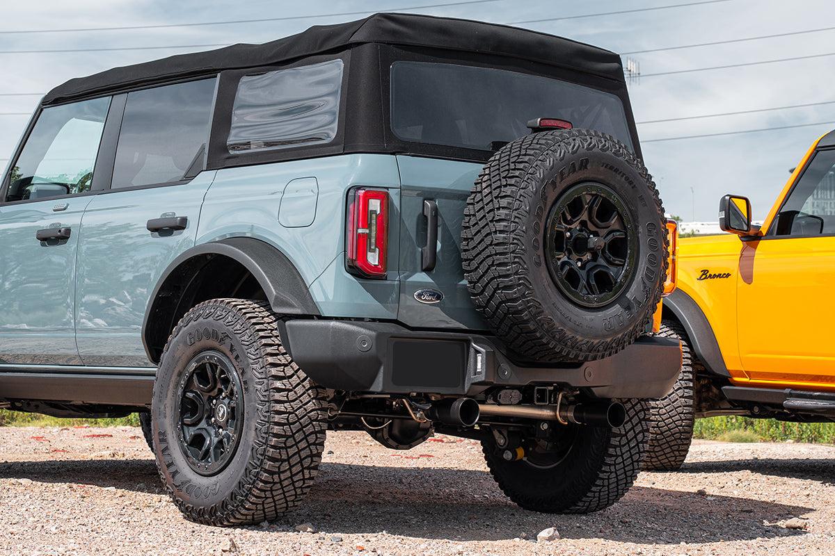 Corsa 2.75" Sport Cat-Back DRE Exhaust System - Single 4.0" Straight Cut Tips - Black Powdercoat (2021-2025 Bronco 2.7L 4-Door)  - 21210BPC