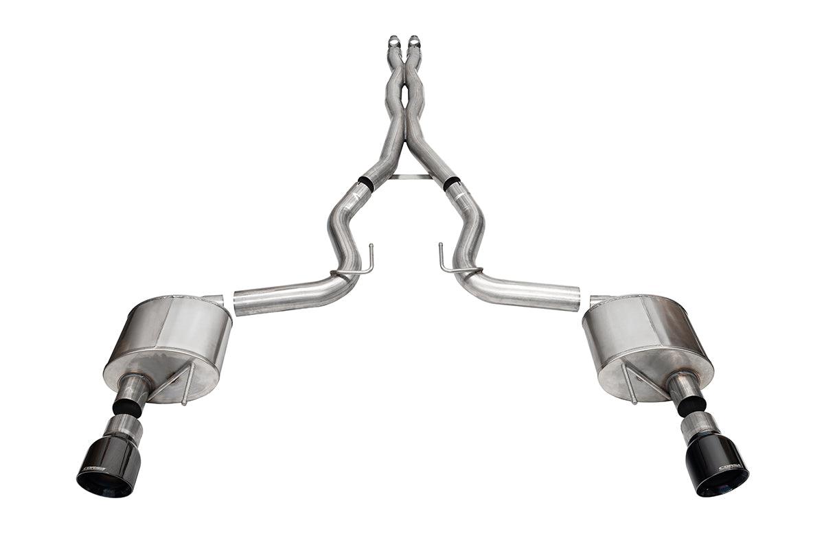 Corsa Performance 3.0” Dual Rear Exit Xtreme Cat-Back Exhaust System with 4.5” Black PVD Pro Series Tips (2024-2026 Mustang GT Coupe w/ Non-Active Exhaust) - 21250