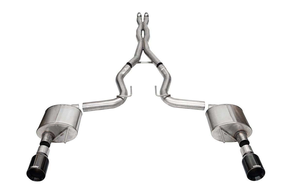 Corsa Performance 3.0” Dual Rear Exit Xtreme Cat-Back Exhaust System with 4.5” Black PVD Straight Cut Tips (2024-2026 Mustang GT Coupe w/ Non-Active Exhaust) - 21251BLK