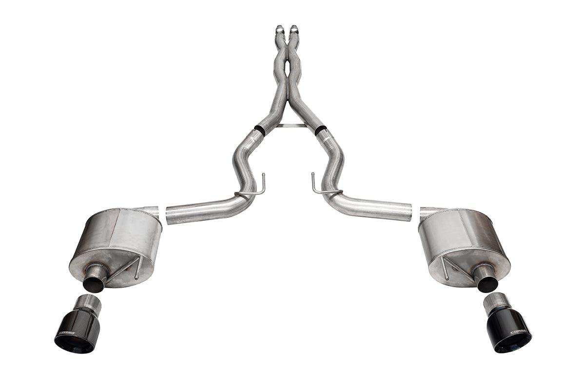 Corsa Performance 3.0” Dual Rear Exit Sport Cat-Back Exhaust System with 4.5” Black PVD Pro Series Tips (2024-2026 Mustang GT Coupe w/ Non-Active Exhaust) - 21254BLK