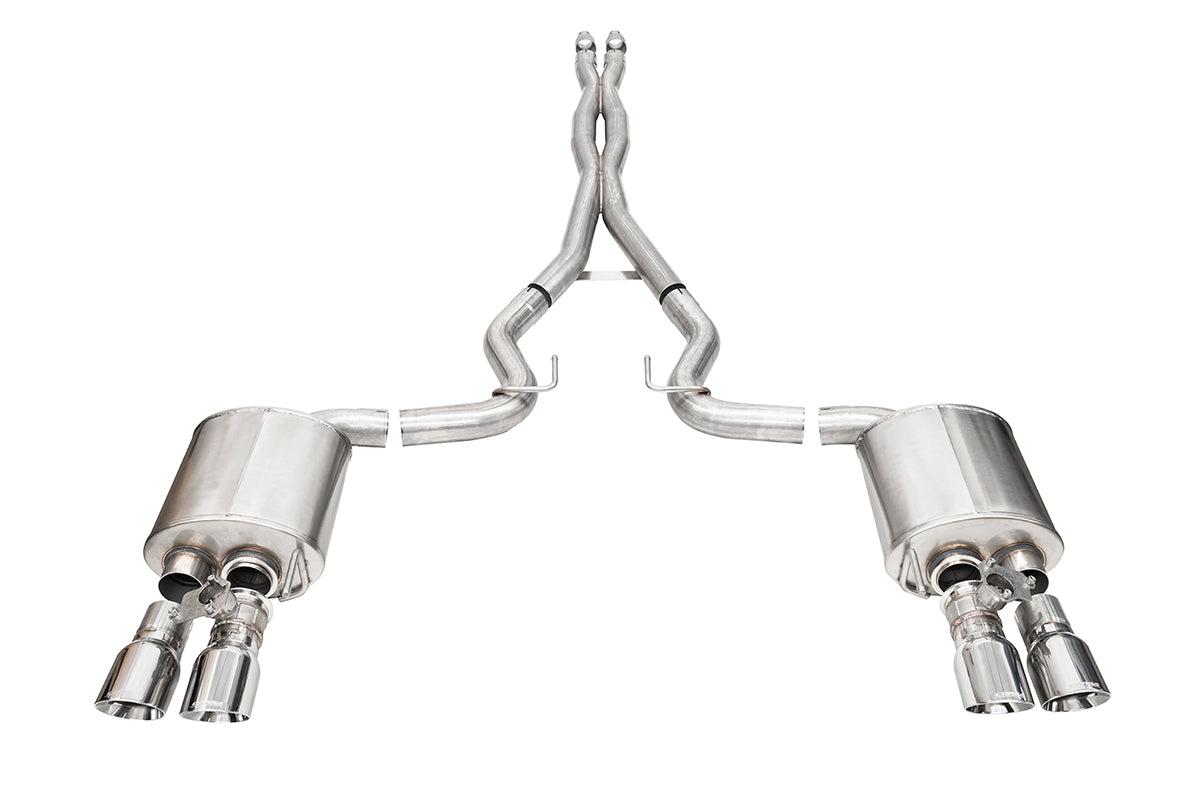 Corsa Performance 3.0" Dual Rear Exit Xtreme Cat-Back Exhaust System - Polished 4.0" Slash Cut Tips (2024-2026 Mustang GT Coupe w/ Active Exhaust) - 21259