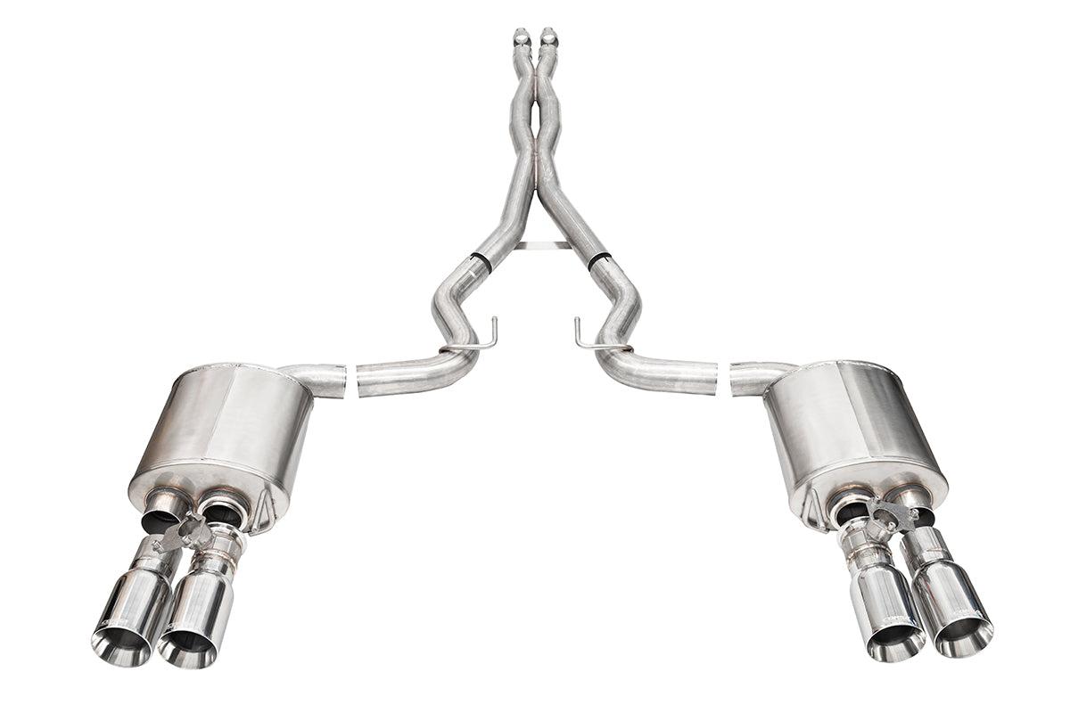 Corsa Performance 3.0" Dual Rear Exit Xtreme Cat-Back Exhaust System - Polished 4.0" Straight Cut Tips (2024-2026 Mustang GT Coupe w/ Active Exhaust) - 21260