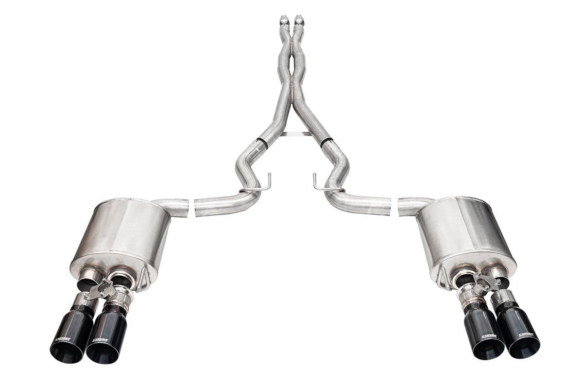 Corsa Performance 3.0" Dual Rear Exit Xtreme Cat-Back Exhaust System - Black PVD 4.0" Straight Cut Tips (2024-2026 Mustang GT Coupe w/ Active Exhaust) - 21260BLK