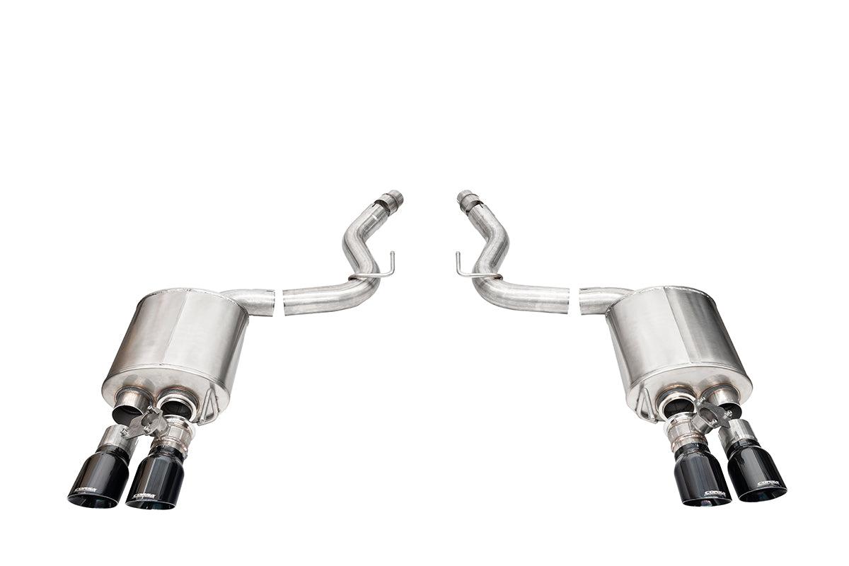 Corsa Performance 3.0” Dual Rear Exit Sport Axle-Back Exhaust System - Black PVD 4.0” Slash Cut Tips (2024-2026 Mustang GT Coupe w/ Active Exhaust) - 21261BLK
