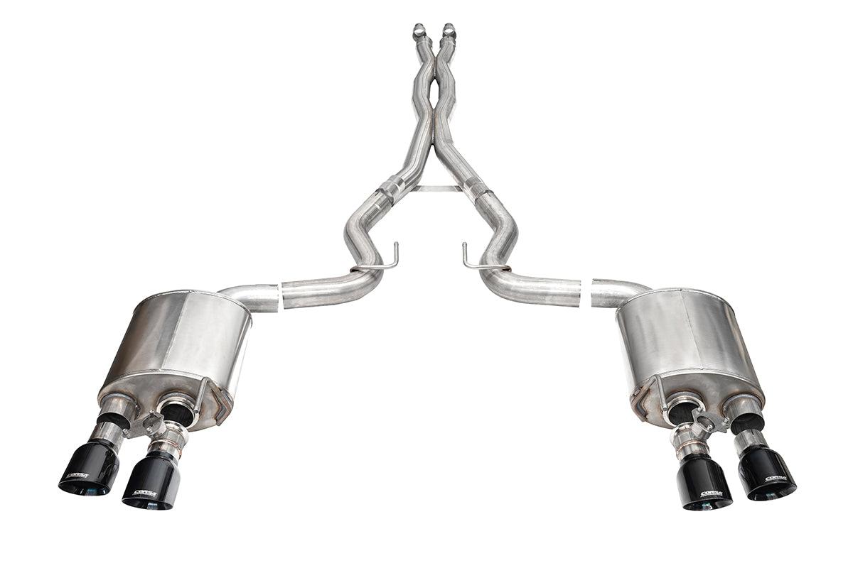 Corsa Performance 3.0" Dual Rear Exit Xtreme Cat-Back Exhaust System - Black PVD 4.5" Slash Tips (2024-2026 Mustang Dark Horse) - 21265BLK