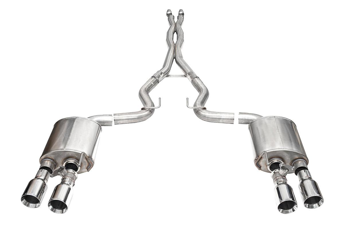 Corsa Performance 3.0" Dual Rear Exit Xtreme Cat-Back Exhaust System - Polished 4.5" Straight Cut Tips (2024-2026 Mustang Dark Horse) - 21266
