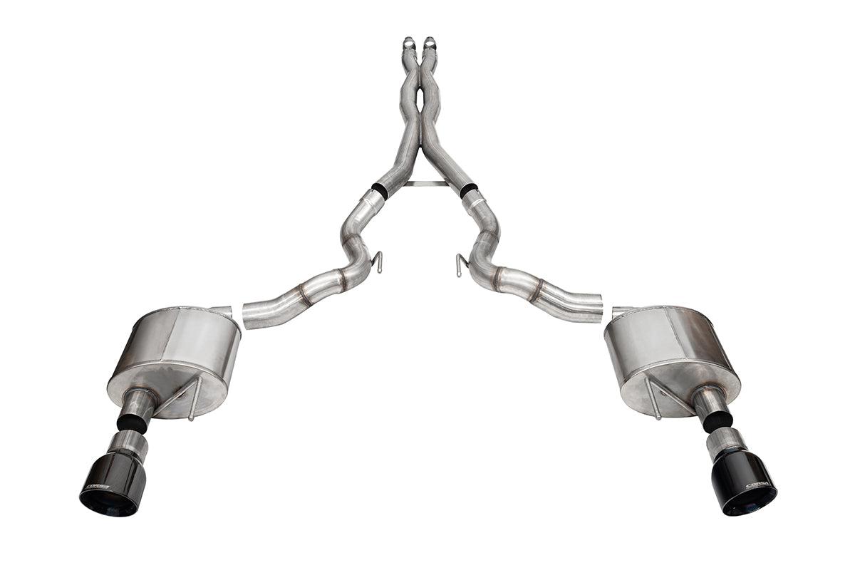 Corsa Performance 3.0" Dual Rear Exit Xtreme Cat-Back Exhaust System with 4.5" Black PVD Pro Series Tips (2024-2026 Mustang GT Convertible w/ Non-Active Exhaust) - 21270BLK