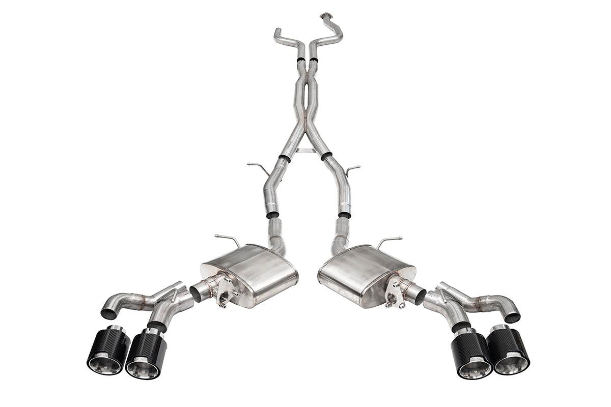Corsa 3 Inch Cat-Back Exhaust with Dual Mode Active Exhaust; Corsa Double X-Pipe, Dual Rear Exit with Twin 4.5 Inch Carbon Tips 22-25 Cadillac CT5 V Blackwing - 21320CF
