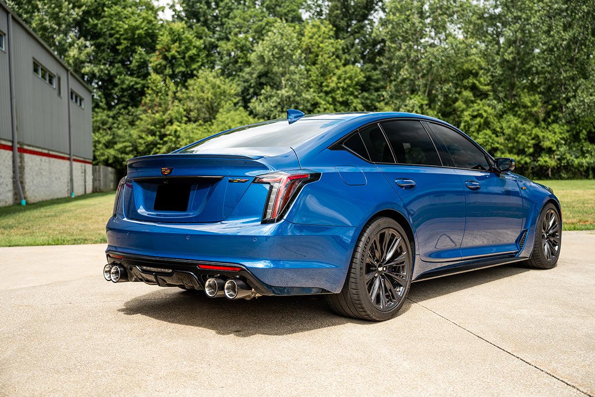 Corsa 3 Inch Cat-Back Exhaust with Dual Mode Active Exhaust; Corsa Double X-Pipe, Dual Rear Exit with Twin 4.5 Inch Carbon Tips 22-25 Cadillac CT5 V Blackwing - 21320CF