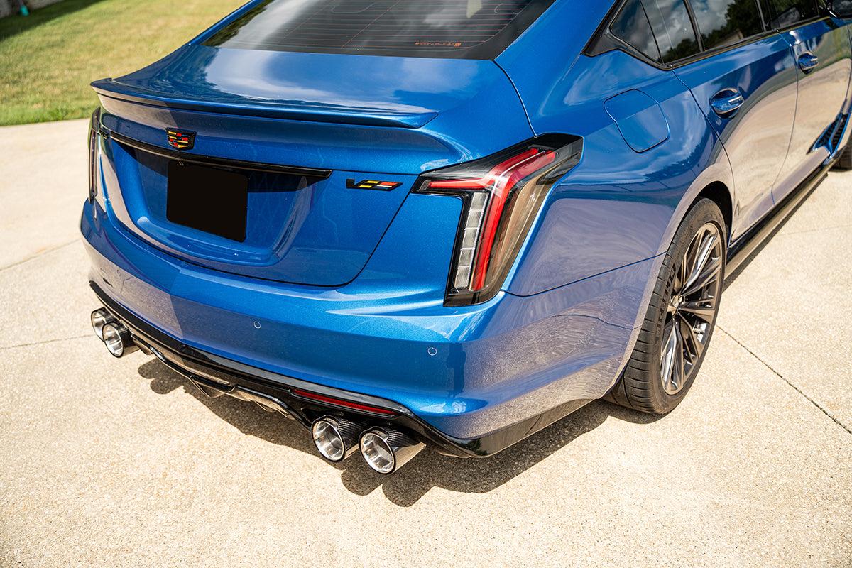 Corsa 3 Inch Cat-Back Exhaust with Dual Mode Active Exhaust; Corsa Double X-Pipe, Dual Rear Exit with Twin 4.5 Inch Carbon Tips 22-25 Cadillac CT5 V Blackwing - 21320CF