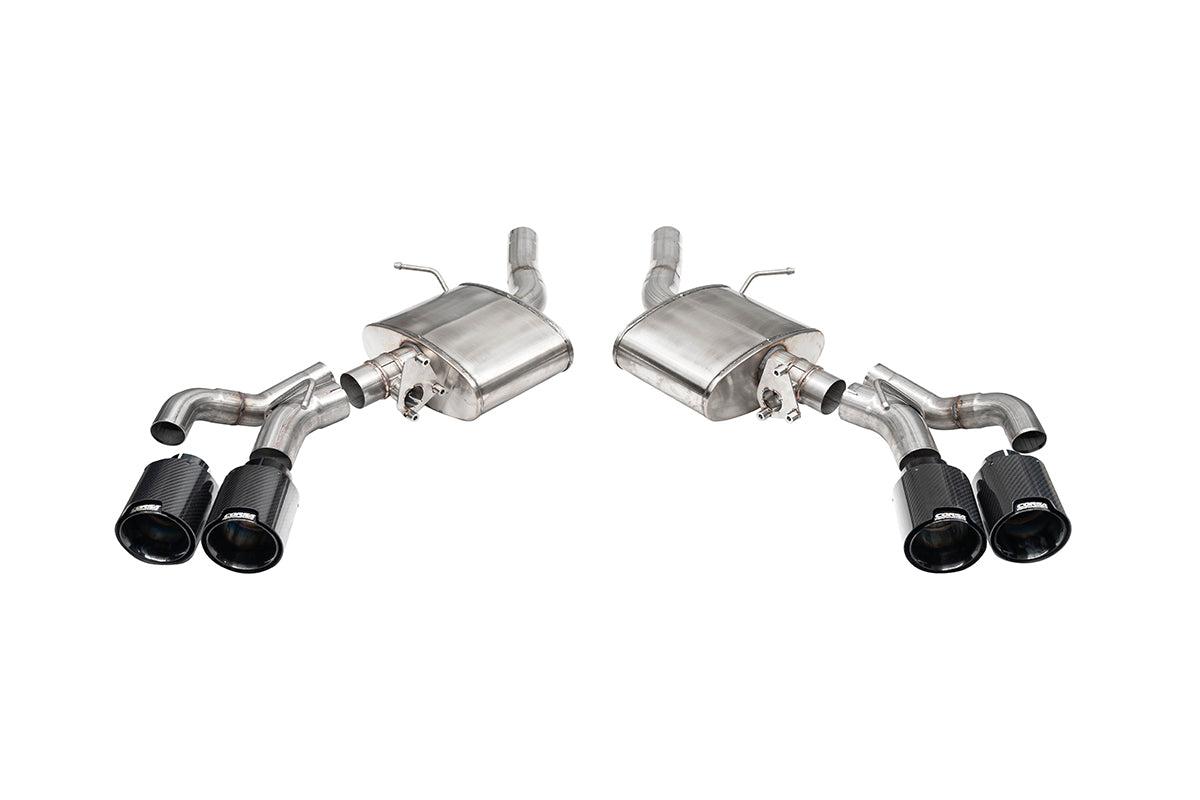 Corsa 3 Inch Axle-Back Exhaust with Dual Mode Active Exhaust; Dual Rear Exit with Twin 4.5 Inch CarbonBlack Tips 22-25 Cadillac CT5 V Blackwing - 21322CFBLK