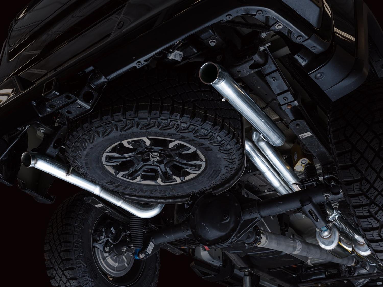 AWE 0FG Catback Exhaust - Dual Bashgaurd (No Tips) (2022-2023 GMC Silverado ZR2 / Sierra AT4X) - 3015-31972