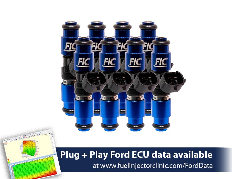 2150cc (200 lbs/hr at 43.5 PSI fuel pressure) FIC Fuel  Injector Clinic Injector Set for Ford F150 (1985-2003)/Ford Lightning (1993-1995) (is406-2150h)