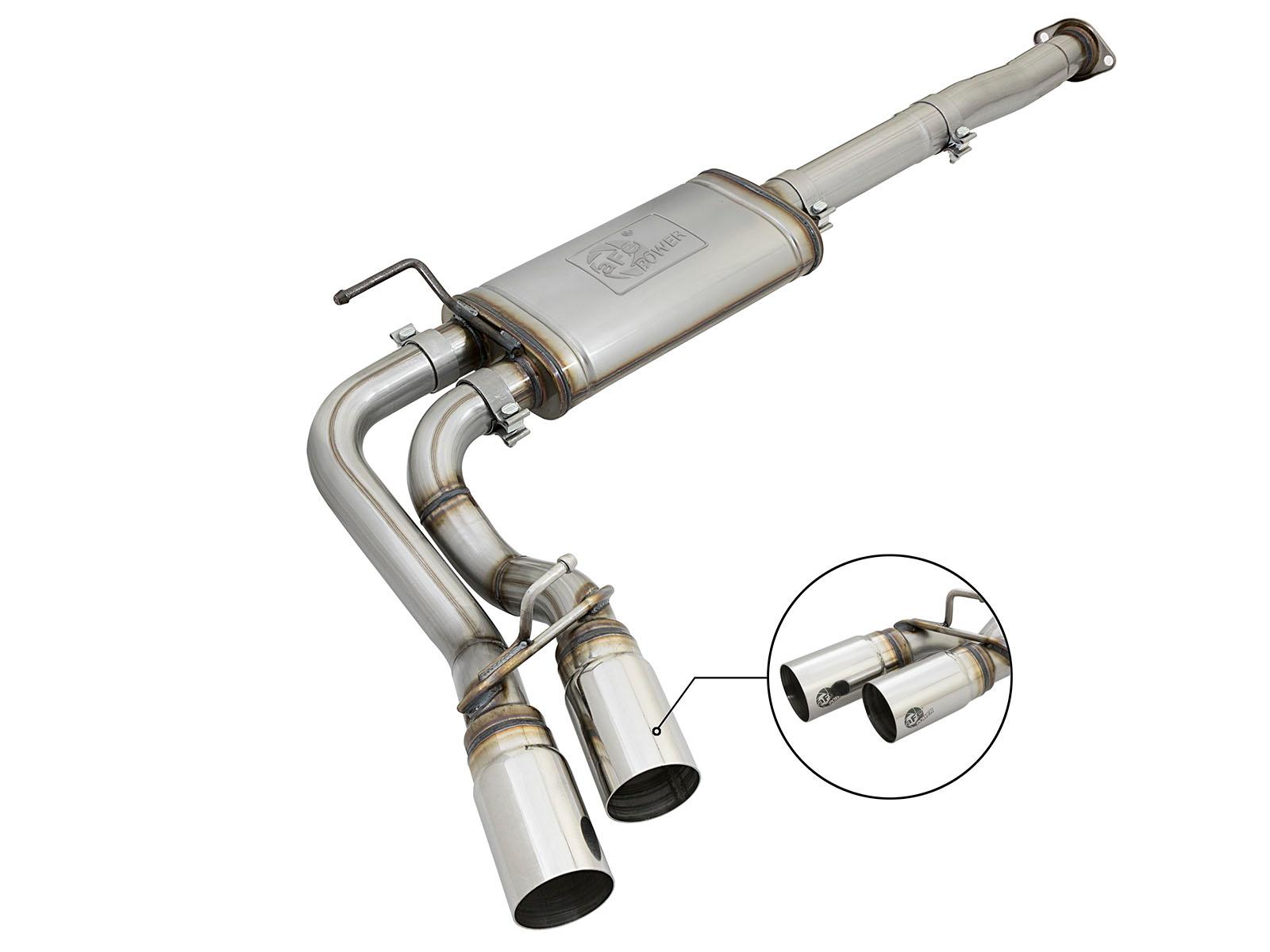 AFE Rebel Series 3 IN Cat-Back Exhaust System w/ Dual Mid-Side Exit Polished Tips (2005-2015 Tacoma, Tacoma, Tacoma, Tacoma) - 49-46033-P