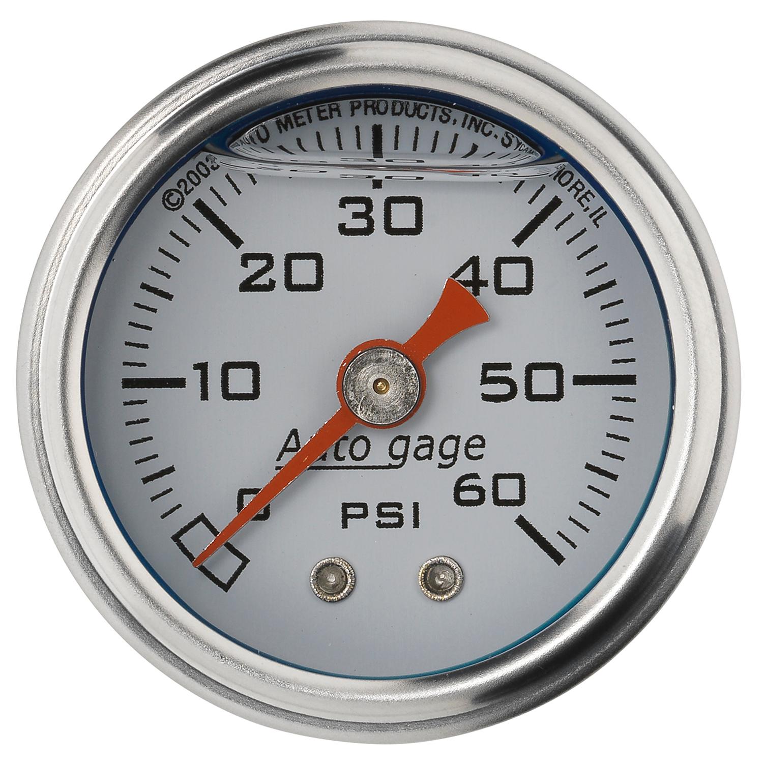 Auto Meter 1-1/2" PRESSURE, 0-60 PSI, WHITE - 2176