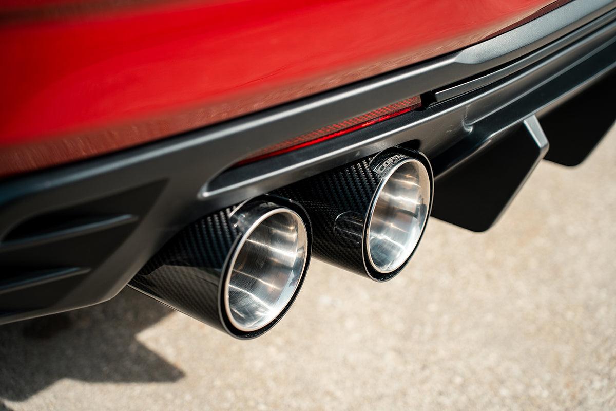 Corsa Valved Axle-Back - 4.5" Carbon Fiber Quad Tips - Polished Tips (2016-2024 Camaro SS / ZL1) - 21789CF