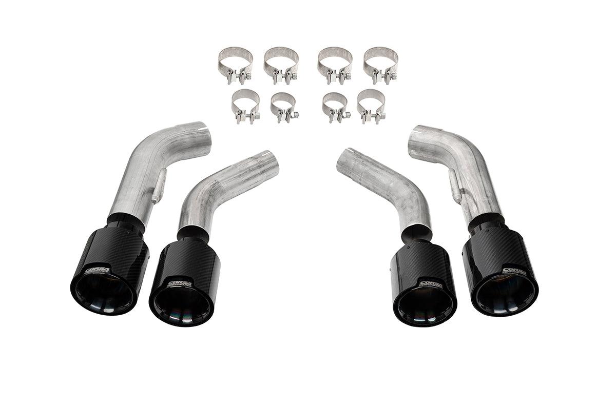 Corsa Quad 4.5 Inch Carbon Fiber Black PVD Tip Kit 16-24 Chevrolet Camaro SS/16-24 Chevrolet Camaro ZL1 - 21835CFBLK