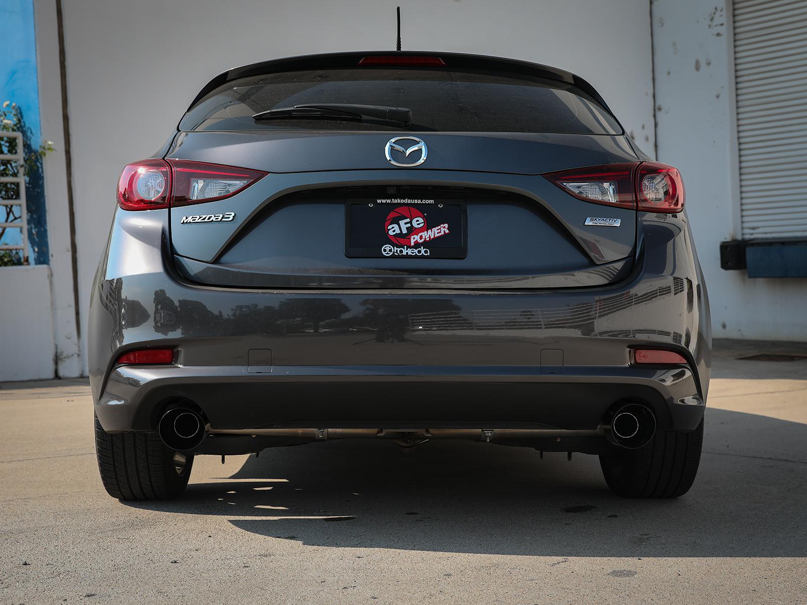 AFE Takeda 2-1/2 IN 304 Stainless Steel Axle-Back Exhaust System w/ Black Tips (Mazda 3 14-18 L4-2.0/2.5L) - 49-37014-B