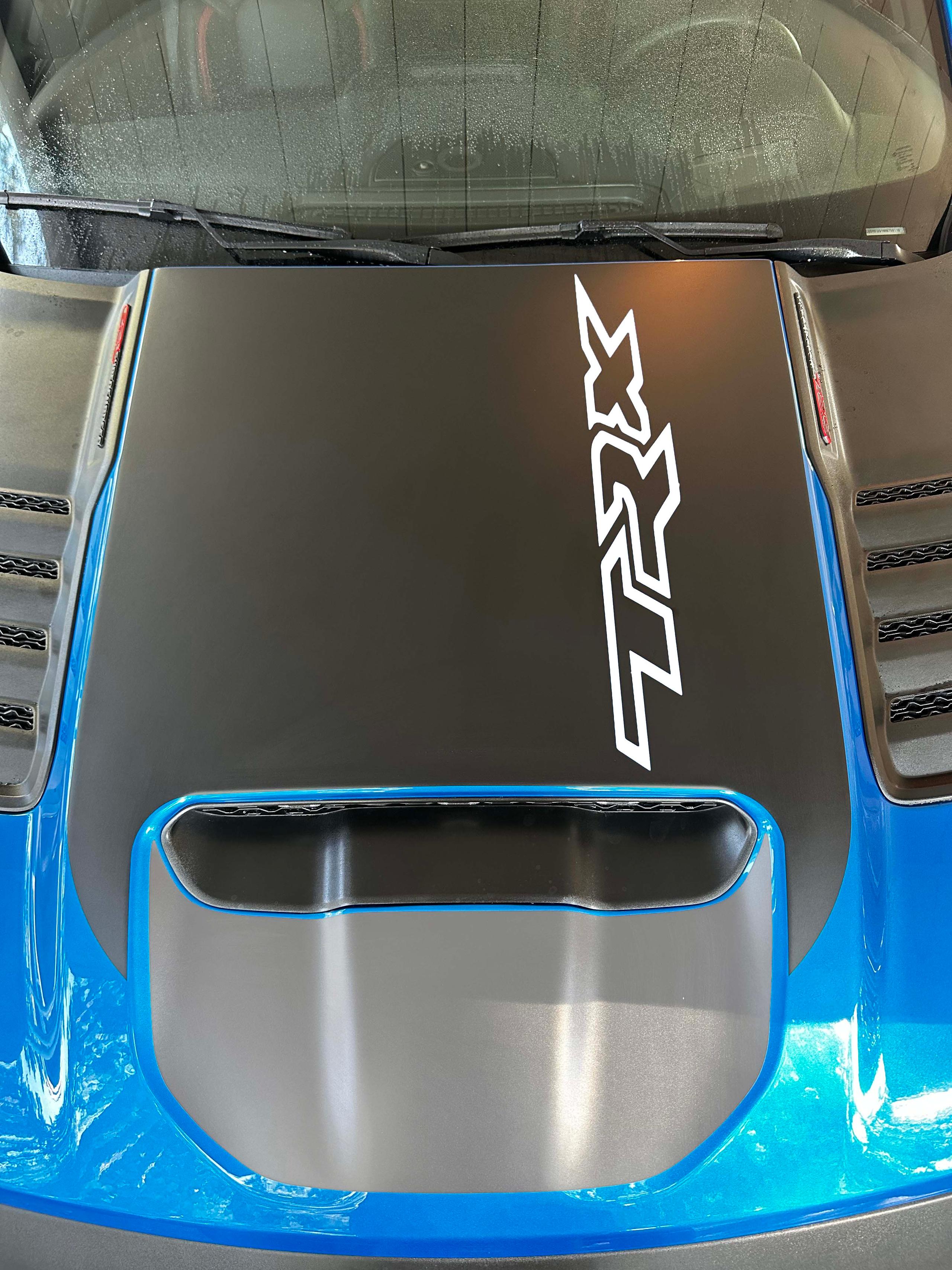 Anchor Room Large Center OEM Style Hood Graphic with Colored "TRX" Overlay - Red (Wild Card / Race Red) (2021-2023 Ram TRX) - 21DX_HCATRX_M_R