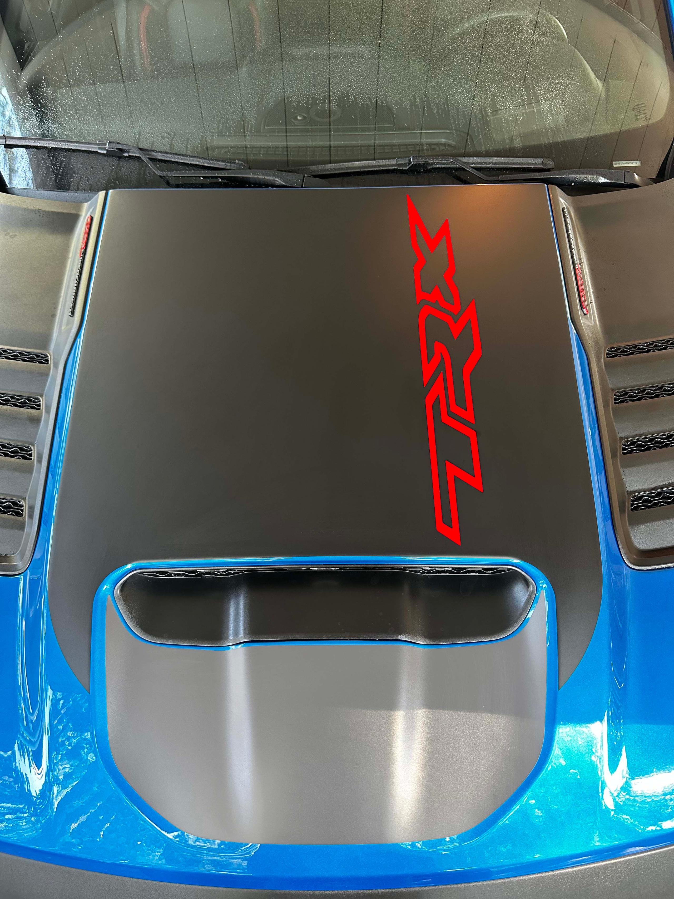 Anchor Room Large Center OEM Style Hood Graphic with Colored "TRX" Overlay - Red (Wild Card / Race Red) (2021-2023 Ram TRX) - 21DX_HCATRX_M_R