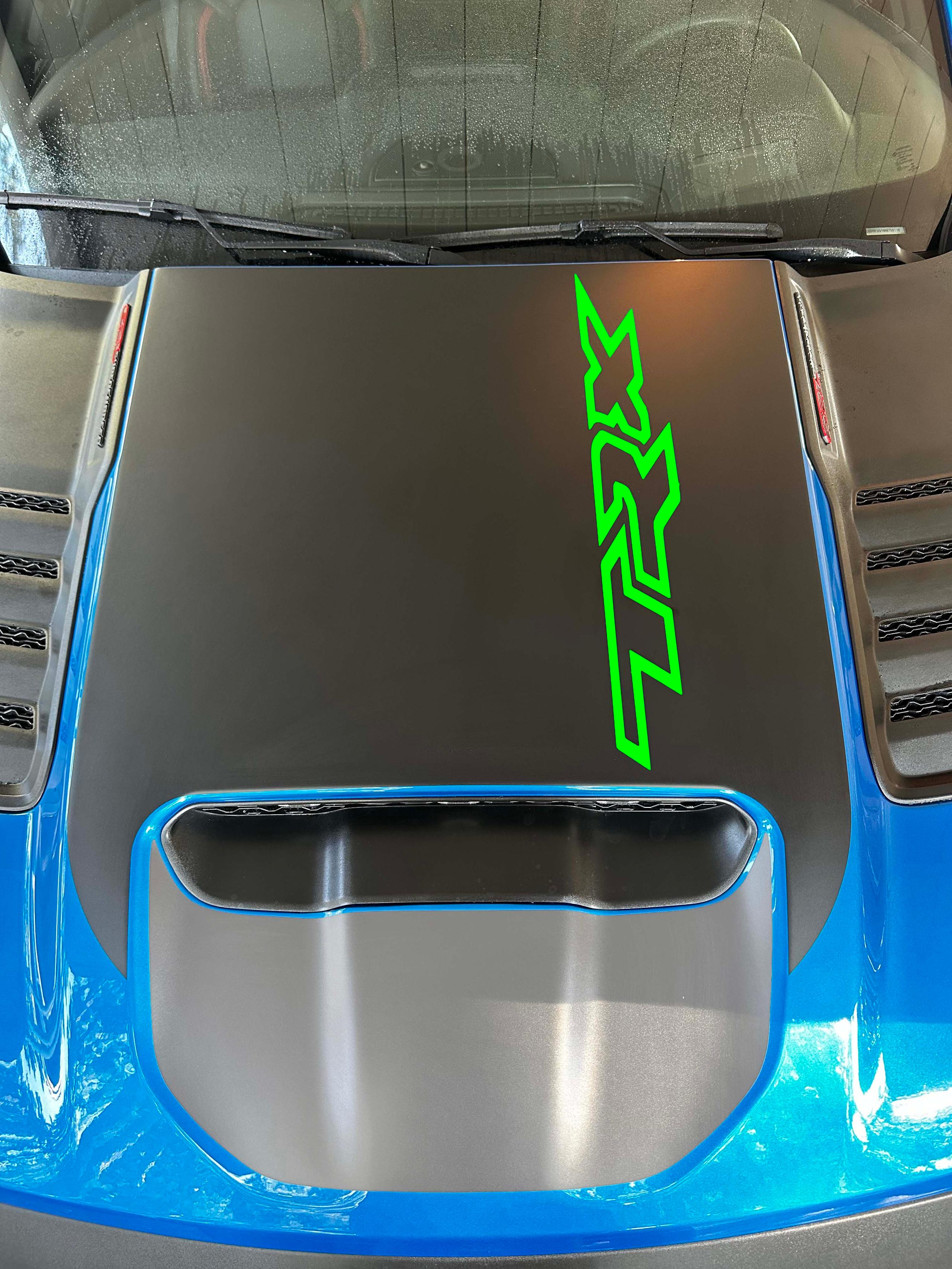 Anchor Room Large Center OEM Style Hood Graphic with Colored "TRX" Overlay - Red (Wild Card / Race Red) (2021-2023 Ram TRX) - 21DX_HCATRX_M_R