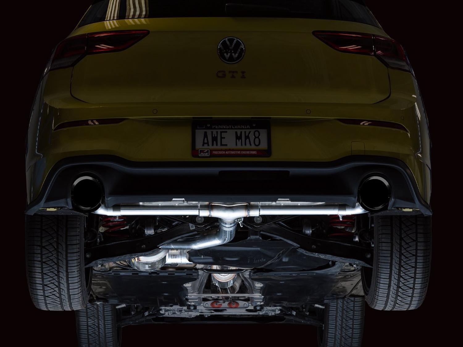 AWE Touring Edition Catback Exhaust - Diamond Black Tips (2022-2023 Volkswagen MK8 GTI) - 3015-33658