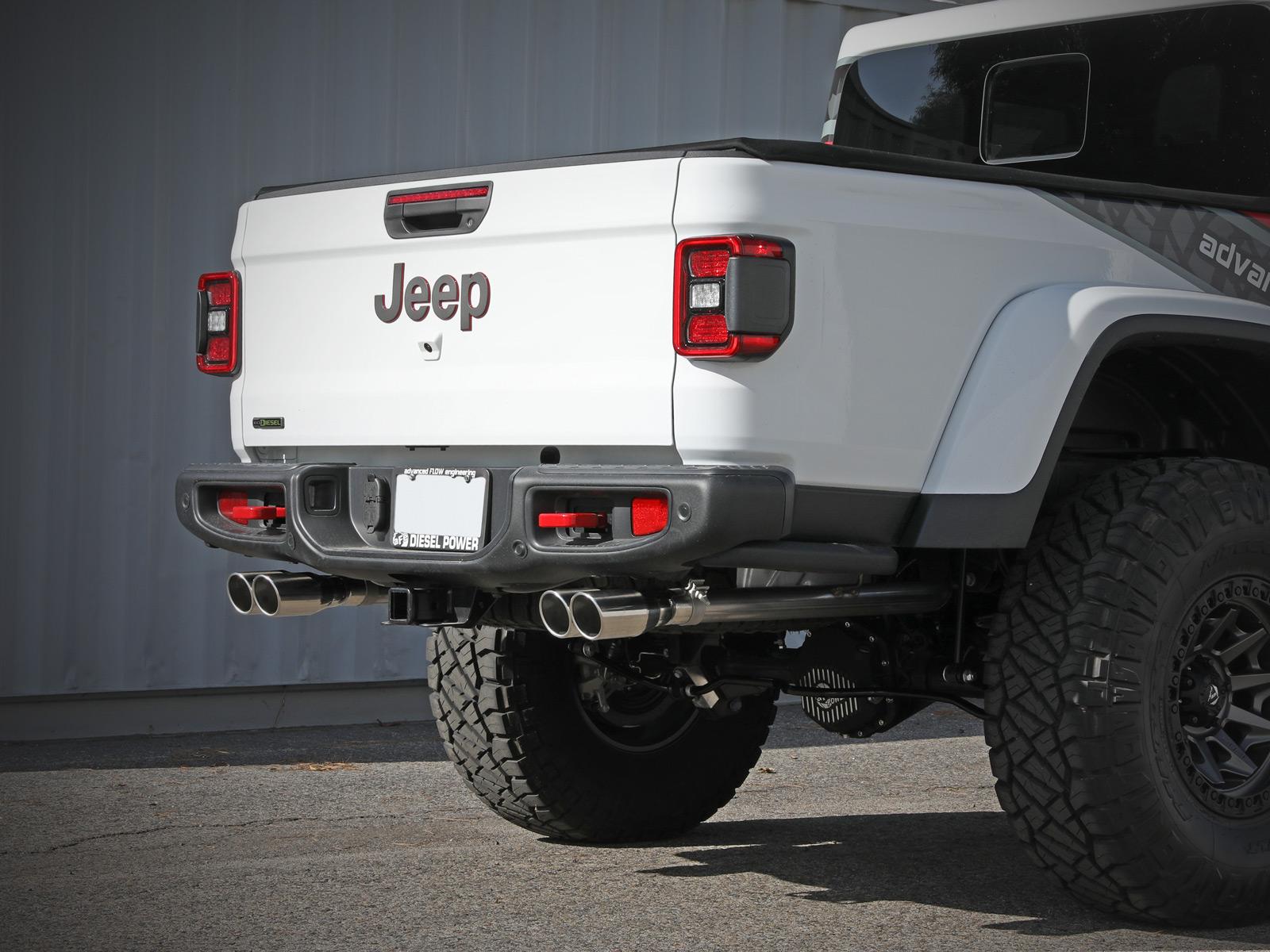 aFe Vulcan Series 3" to 2.5" 304 Stainless Steel DPF-Back Exhaust System - Polished Tips (2021 Jeep Gladiator V6 3.0L (td)) - 49-38095-P