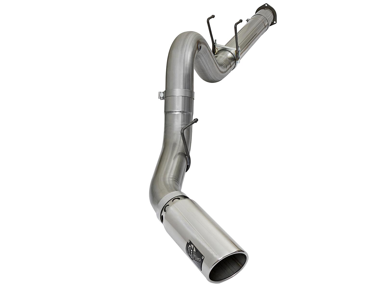 AFE Large Bore-HD 5 IN 409 Stainless Steel DPF-Back Exhaust System w/Polished Tip (2017-2021 F-250 Super Duty, F-350 Super Duty) - 49-43090-P