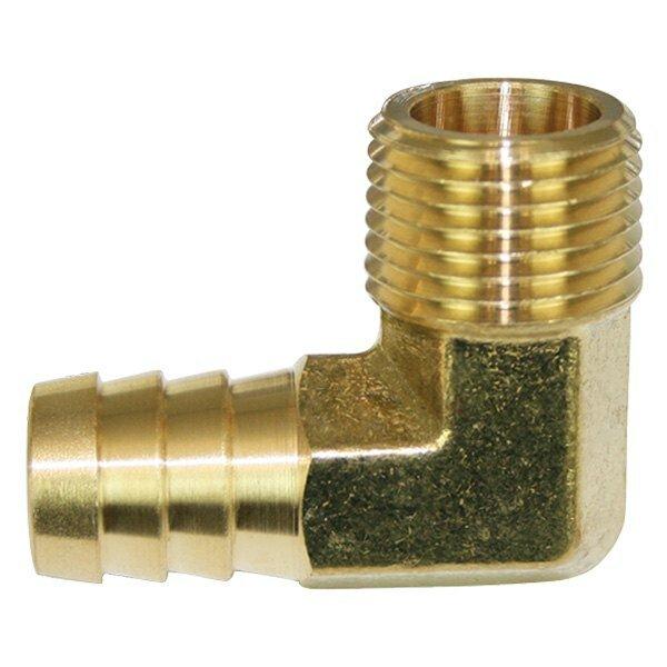 Moroso Fitting, 1/2 Npt, 5/8 Barb, 90 Deg, Brass - 22736