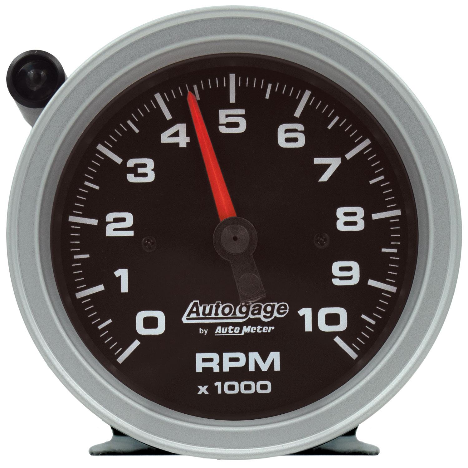 Auto Meter 3-3/4" PEDESTAL TACHOMETER, 0-10,000 RPM, BLACK DIAL, W/EXTERNAL SHIFT-LIGHT, AUTO GAGE - 233908
