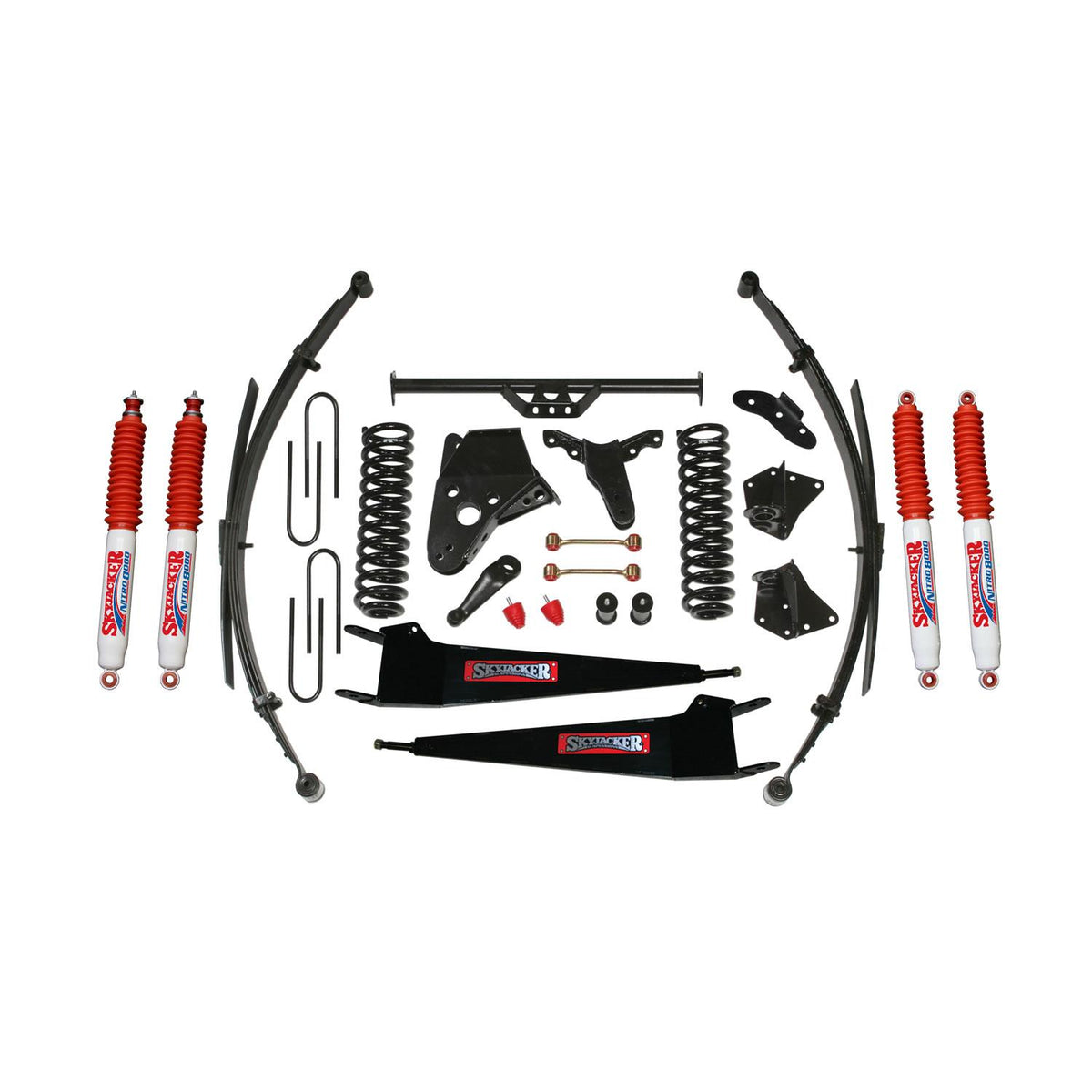 Skyjacker Suspension Lift Kit w/Shock Nitro Shocks 6 Inch Lift Incl. Front/Rear Springs Radius Arm Brackets Pitman Arm Bump Stops Sway Bar End Links Rear U Bolt Kit - 236BHKS-AN